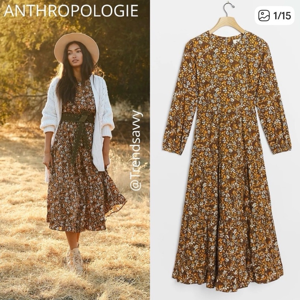 ANTHROPOLOGIE Porridge Effie Floral Maxi Dress XS